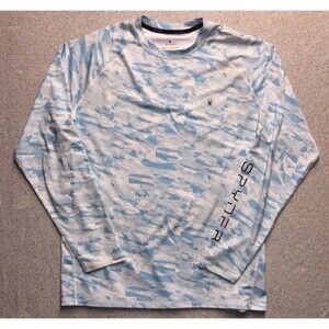 Spyder Swim Long Sleeve Rash Guard Mens XL Blue And White